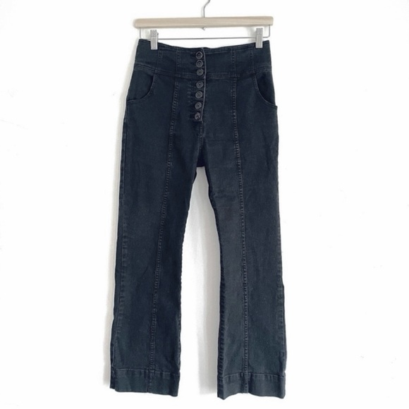 Ulla Johnson Ellis Cropped High Rise Jeans Denim In Noir...